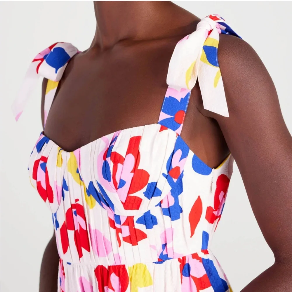 EUC Kate Spade New York Summer Flowers Tiered Dress in Cream Multi Size 0 - Picture 6 of 10